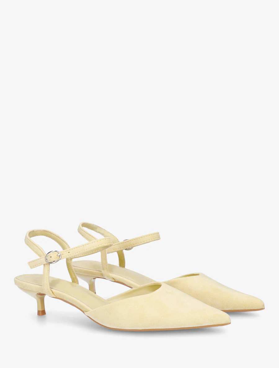 Suède pumps met spitse neus - Geel - Image 4
