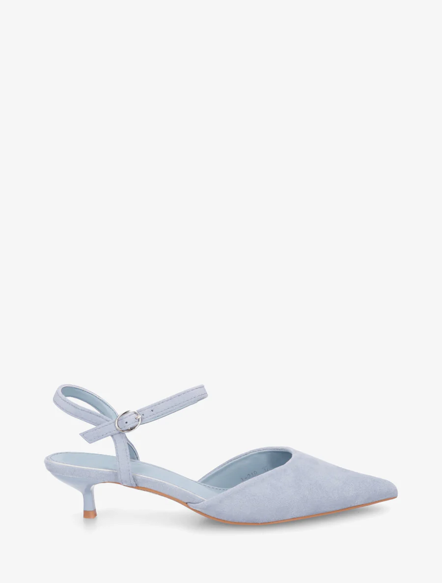 Suède pumps met spitse neus - Lichtblauw