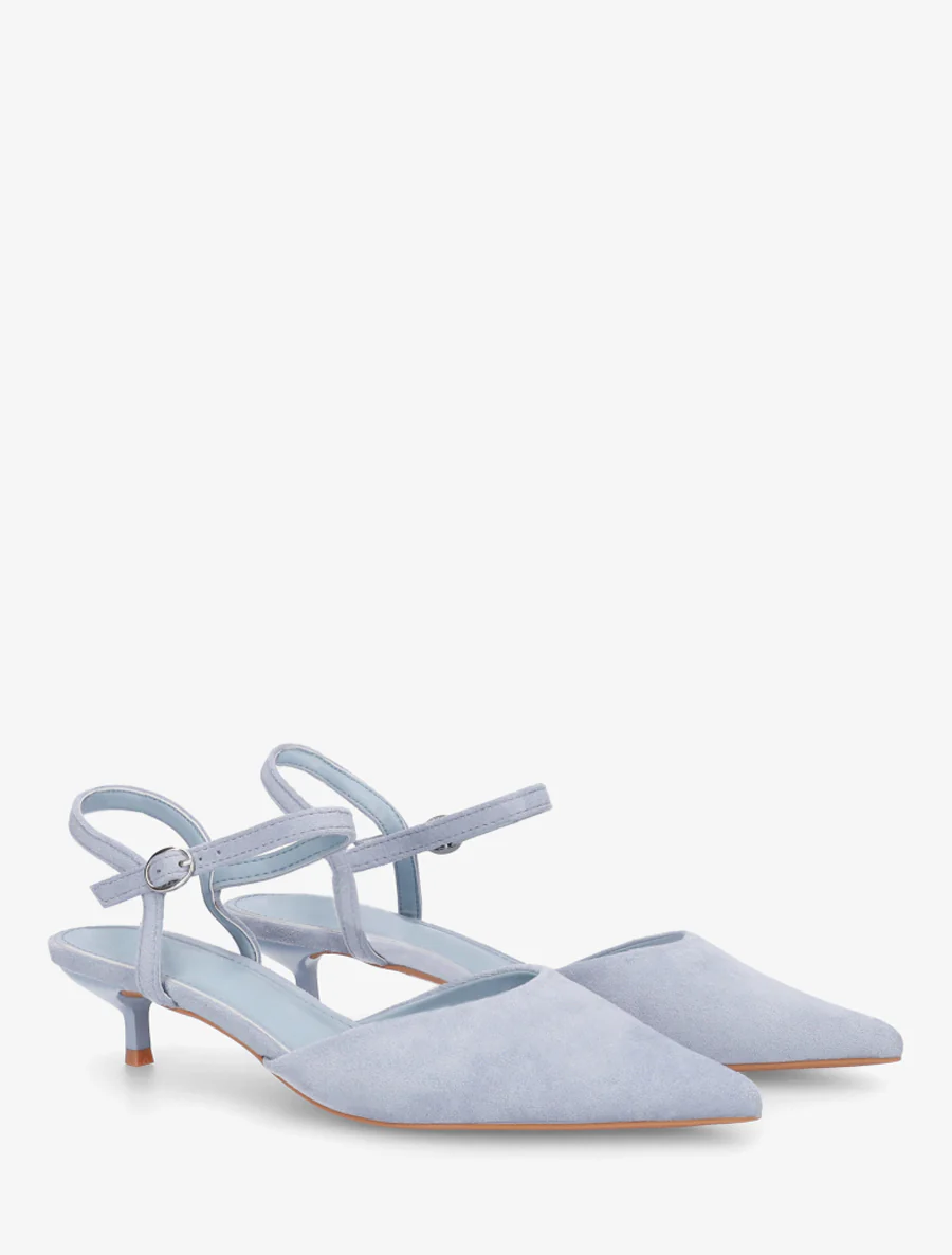Suède pumps met spitse neus - Lichtblauw - Image 4