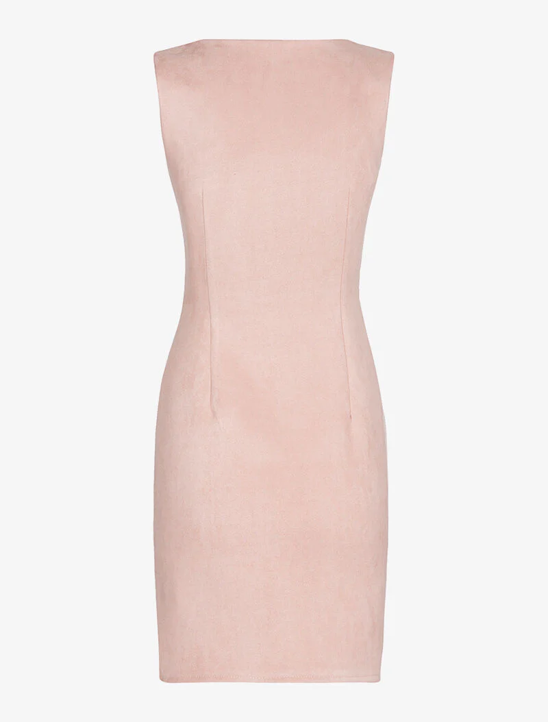 Suède jurk met rits - roze - Image 4