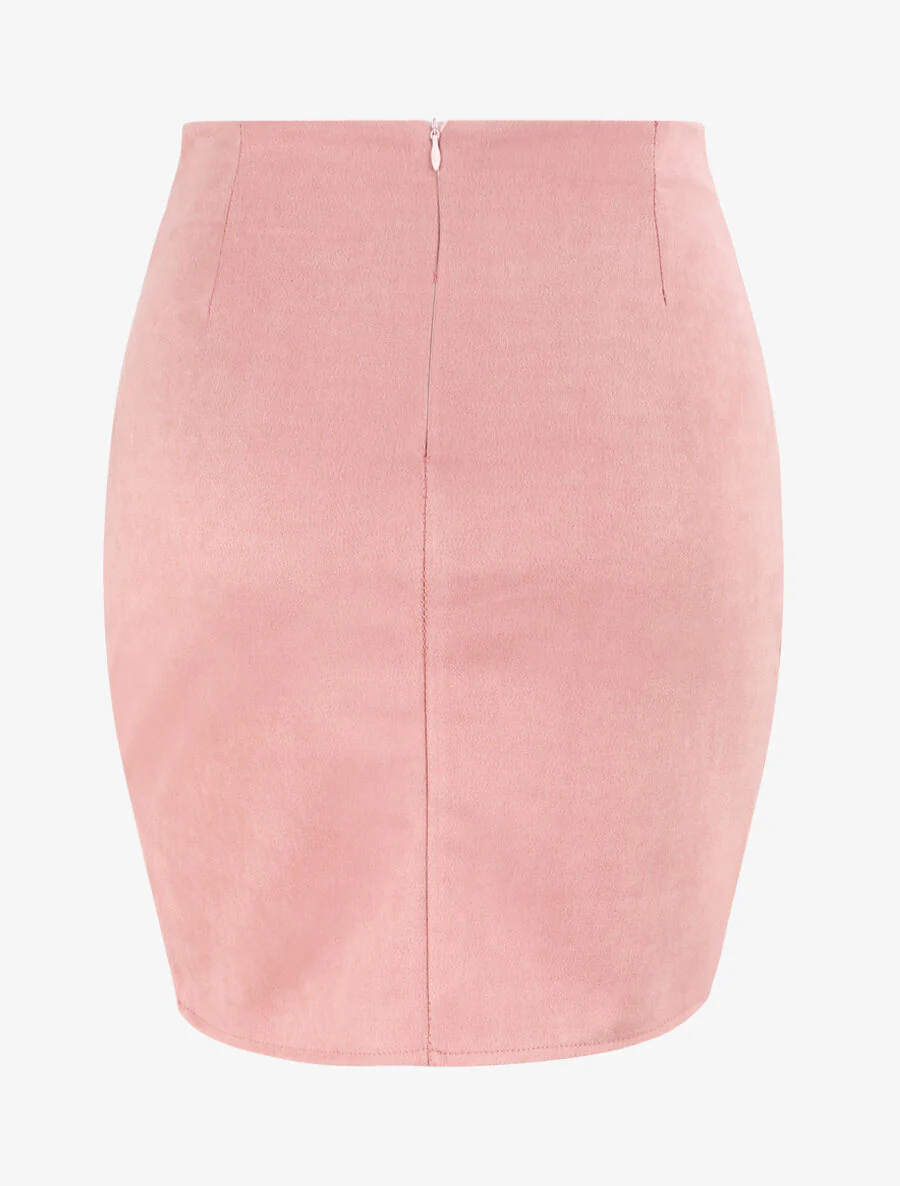 Suède rok met wikkelstijl - Roze - Image 2