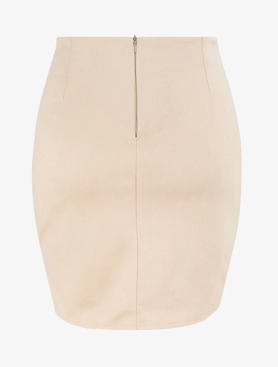 Suède rok met wikkelstijl - Beige - Image 2