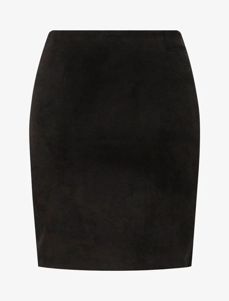Suède rok in wikkelstijl met drapering - zwart - Image 2