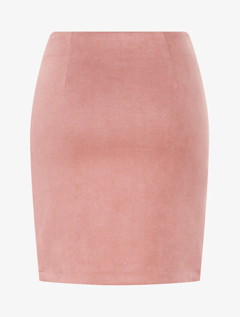 Suède rok in wikkelstijl met drapering - roze - Image 2