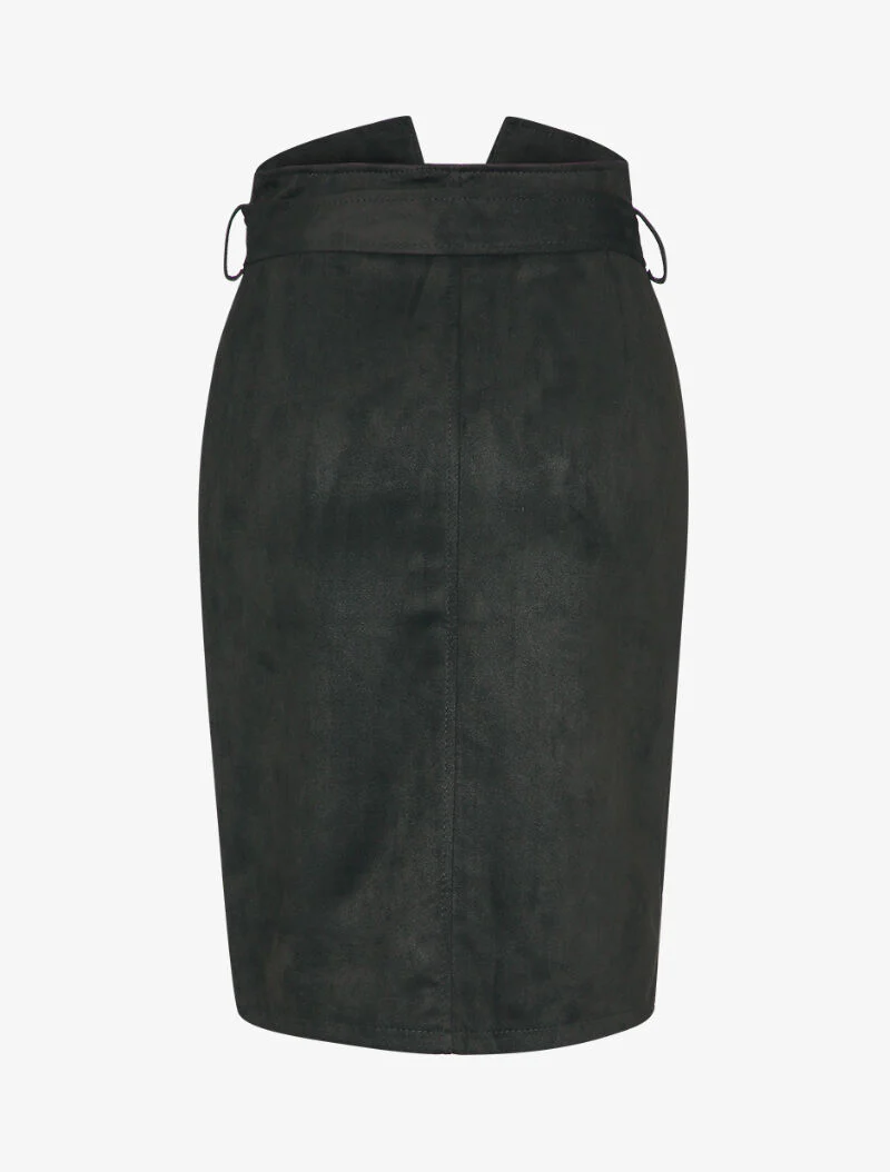 Suède rok met empire taille stijl - Zwart - Image 2