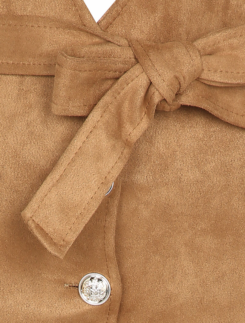 Suède rok met empire taille stijl - Camel - Image 3