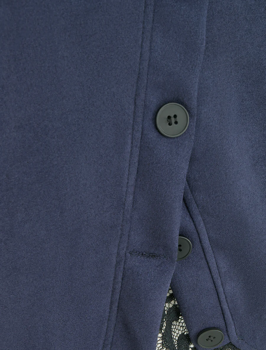 Suède rok met kant - Marine - Image 3