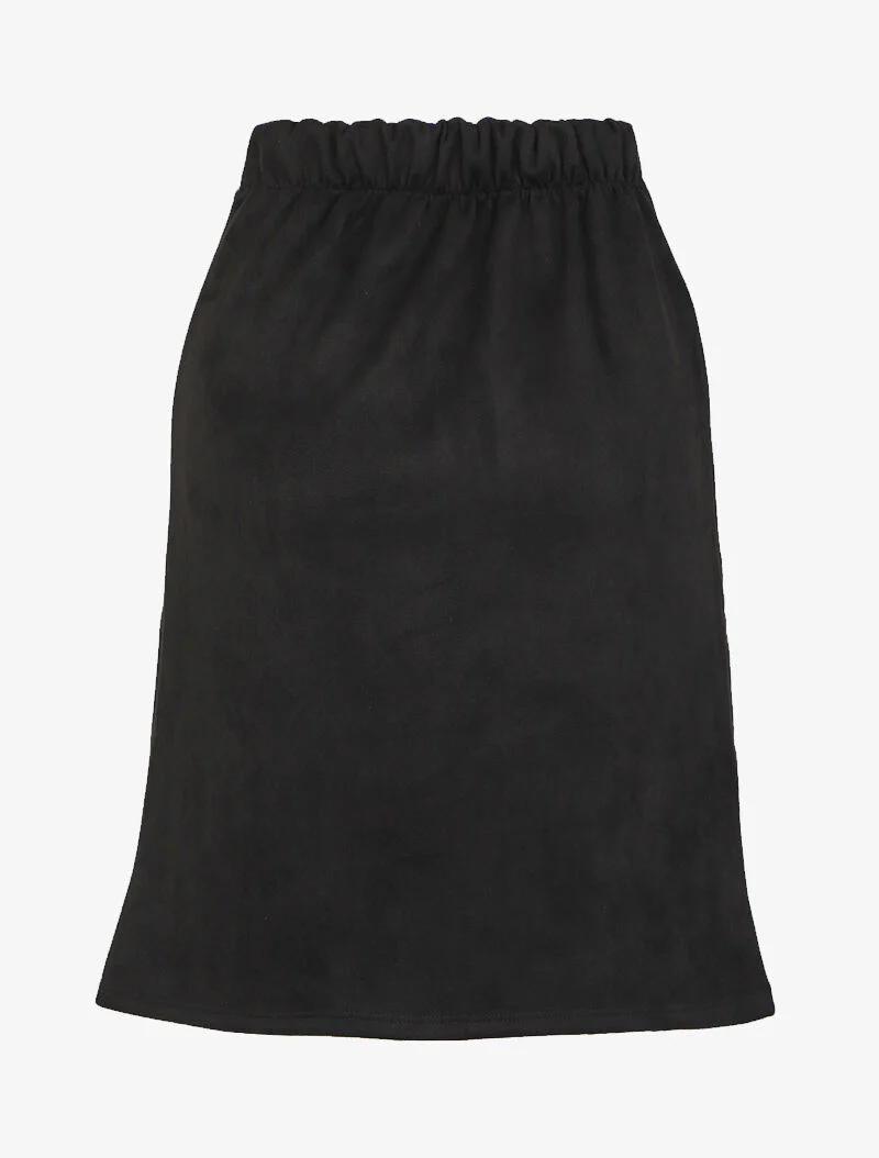 Suède rok met knoopsluiting - Zwart - Image 2