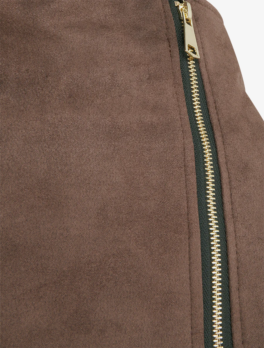 Suède rokbroek met rits - Bruin - Image 3