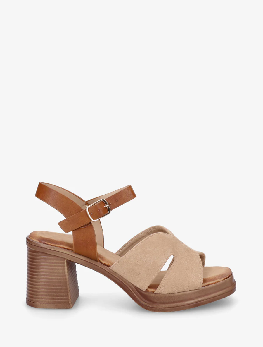 Suède sandalen met blokhak - Mol