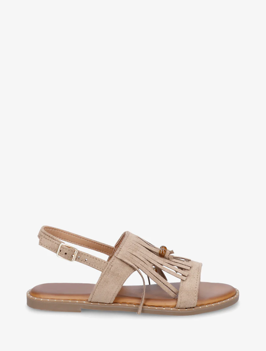 Suède sandalen met franjes en kralen - Mol