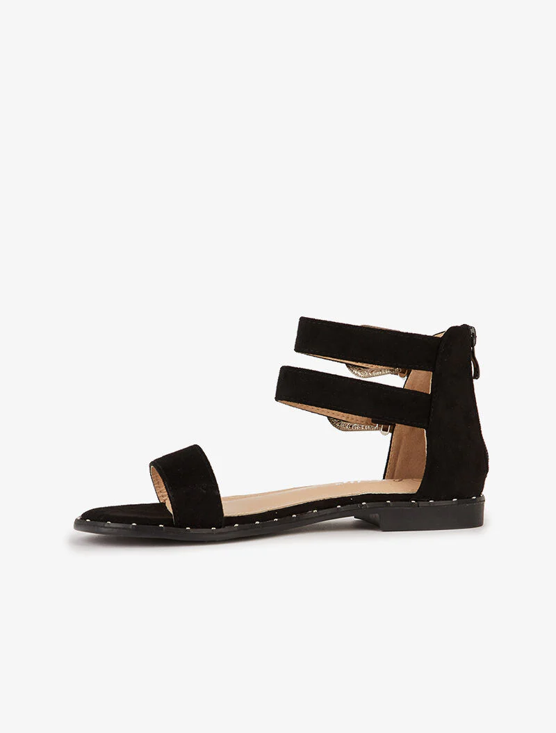 Suède sandalen met gespen - zwart - Image 3