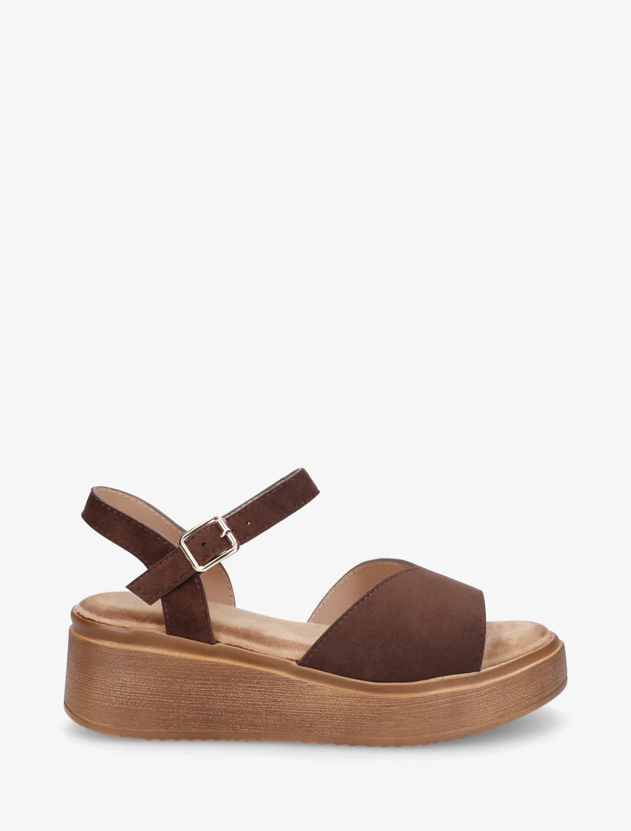 Suède sandalen met V-riem - Bruin