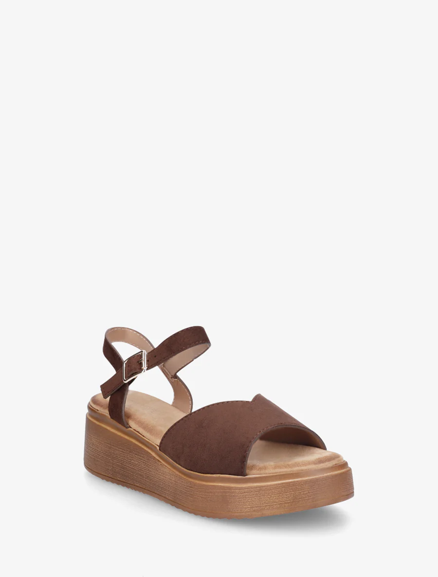 Suède sandalen met V-riem - Bruin - Image 2