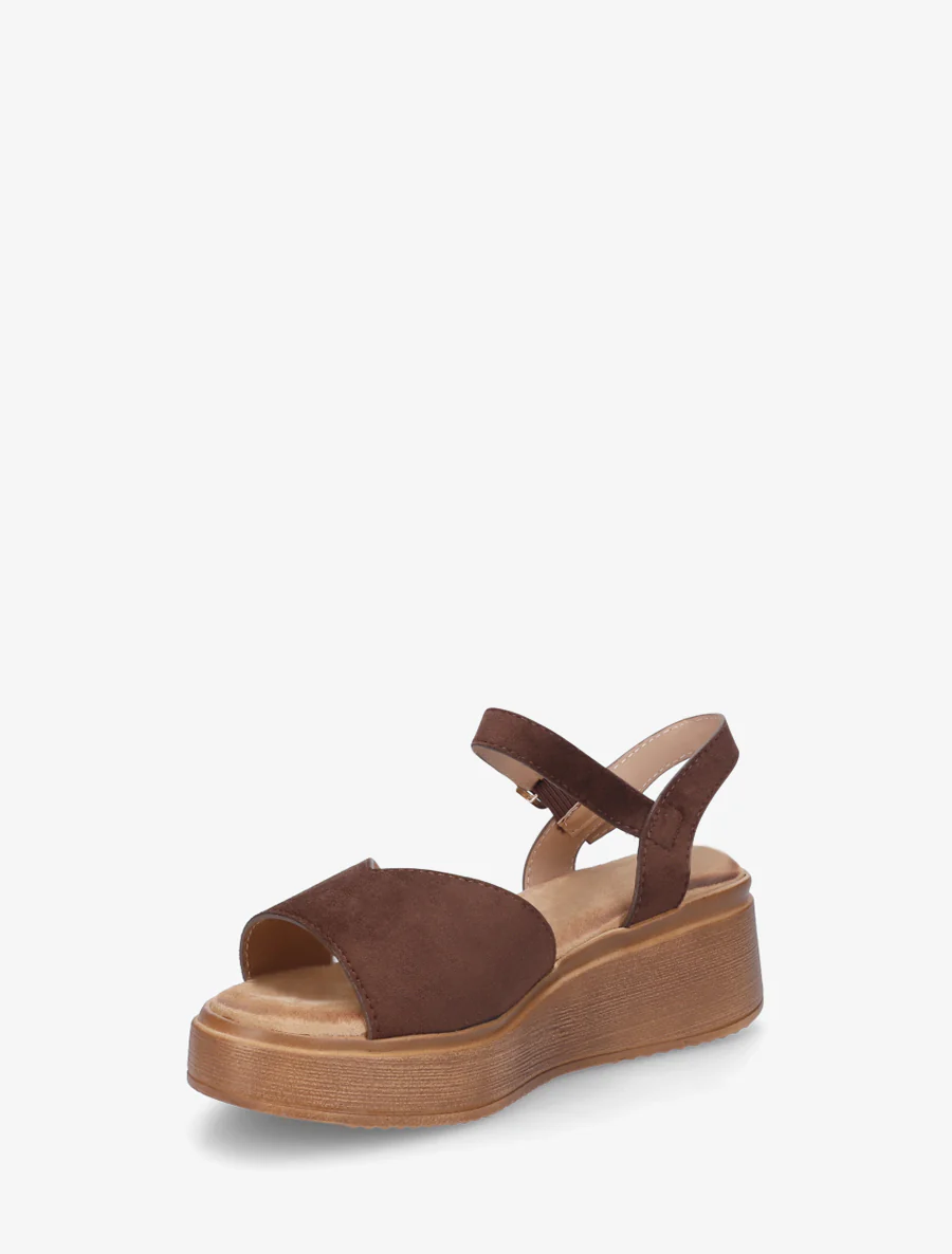 Suède sandalen met V-riem - Bruin - Image 3