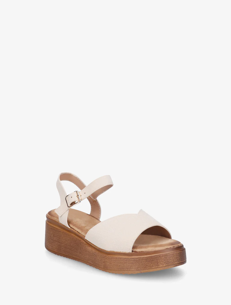 Suède sandalen met V-riem - Beige - Image 2