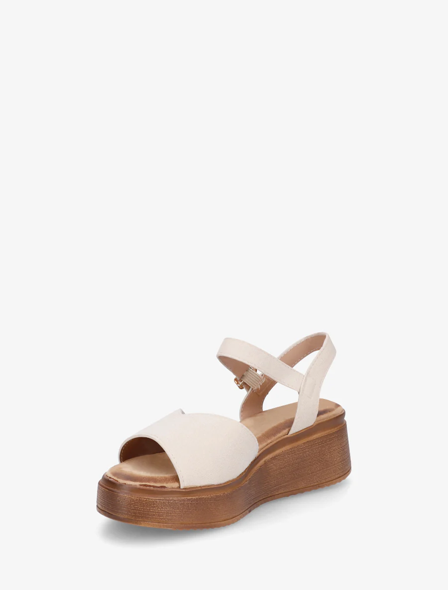 Suède sandalen met V-riem - Beige - Image 3