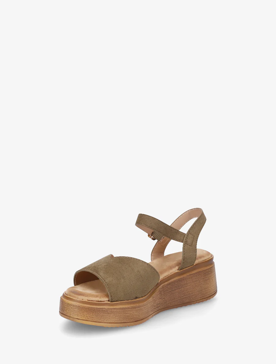 Suède sandalen met V-riem - Kaki - Image 3