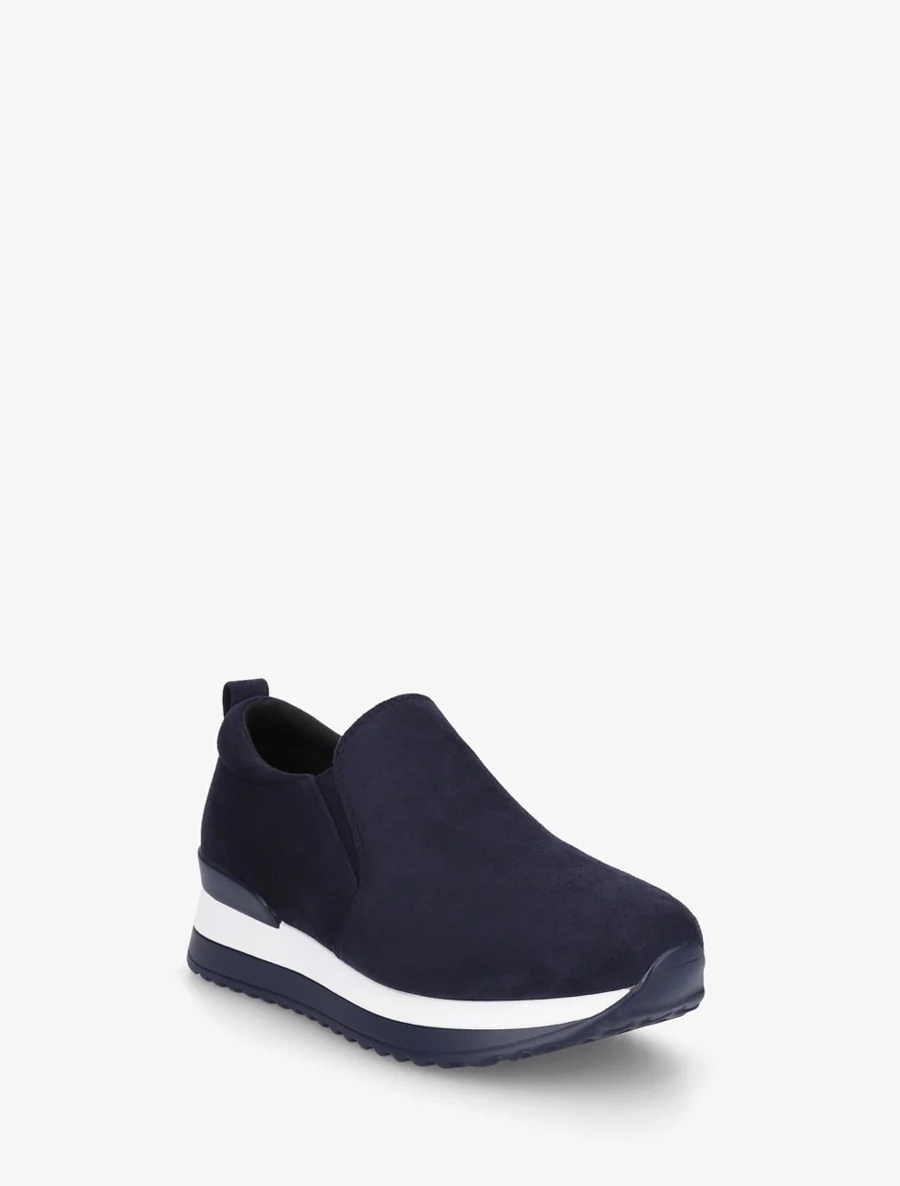 Suède sleehakken sneakers - Marine - Image 2