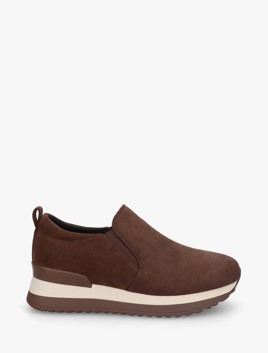 Suède sleehakken sneakers - Bruin