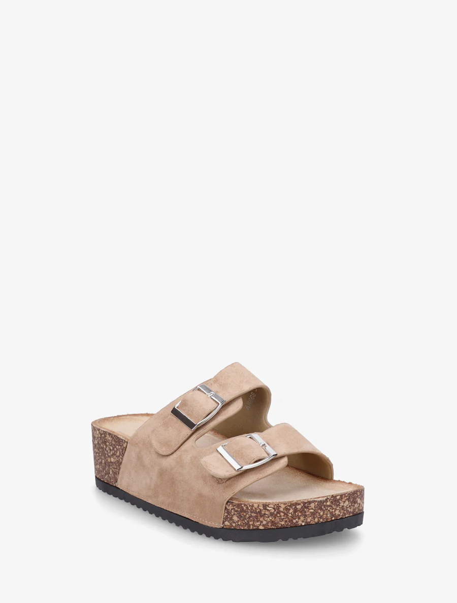 Suède slippers met kurkeffectzool - Mol - Image 2