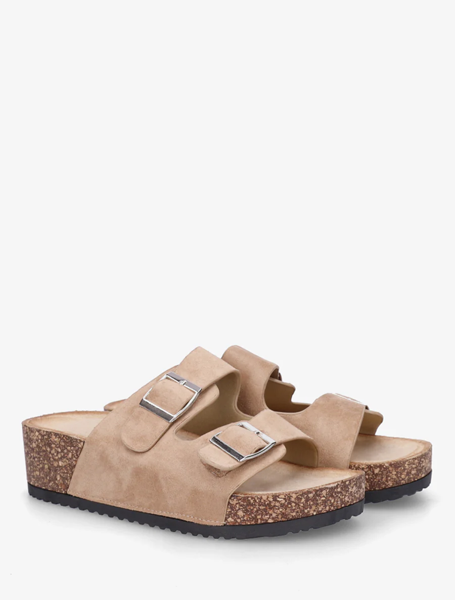 Suède slippers met kurkeffectzool - Mol - Image 4