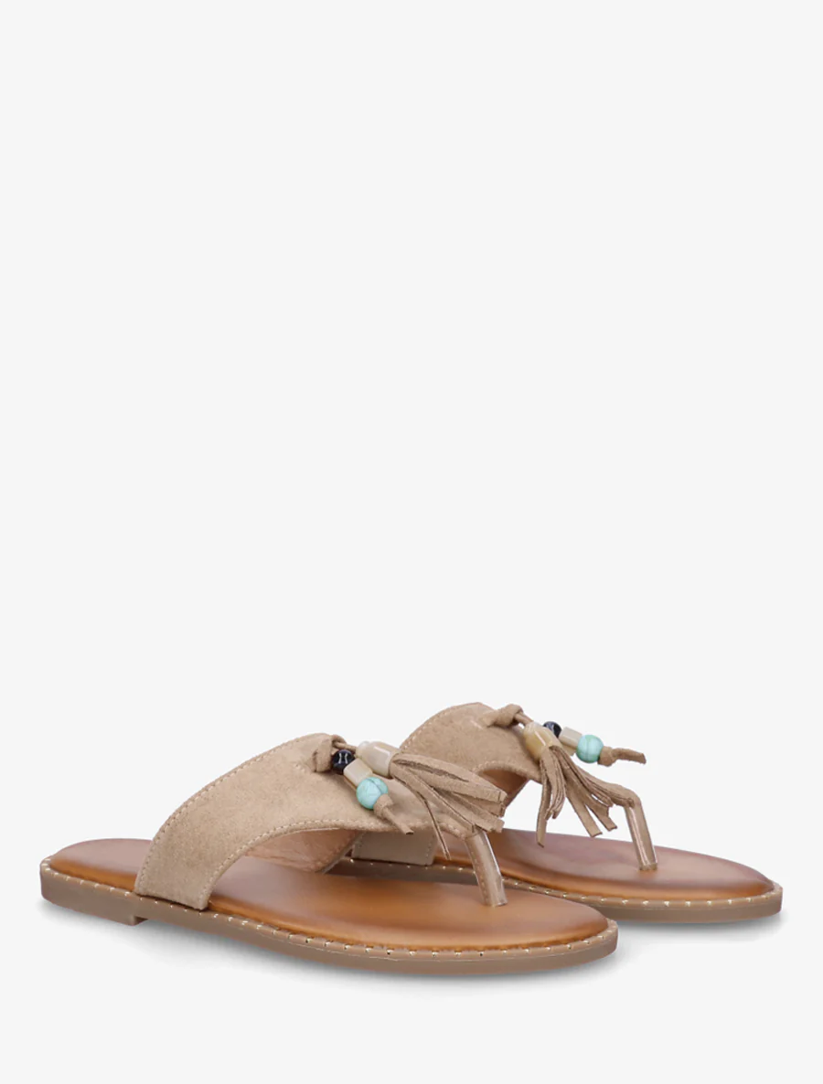 Suède slippers met parels en kwastjes - Mol - Image 4