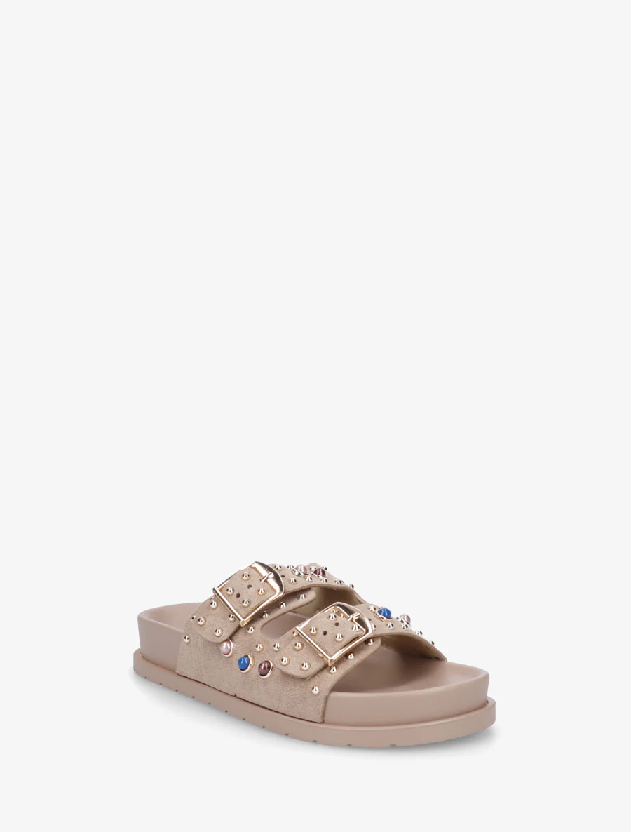 Suède slippers met parels en studs - Mol - Image 2