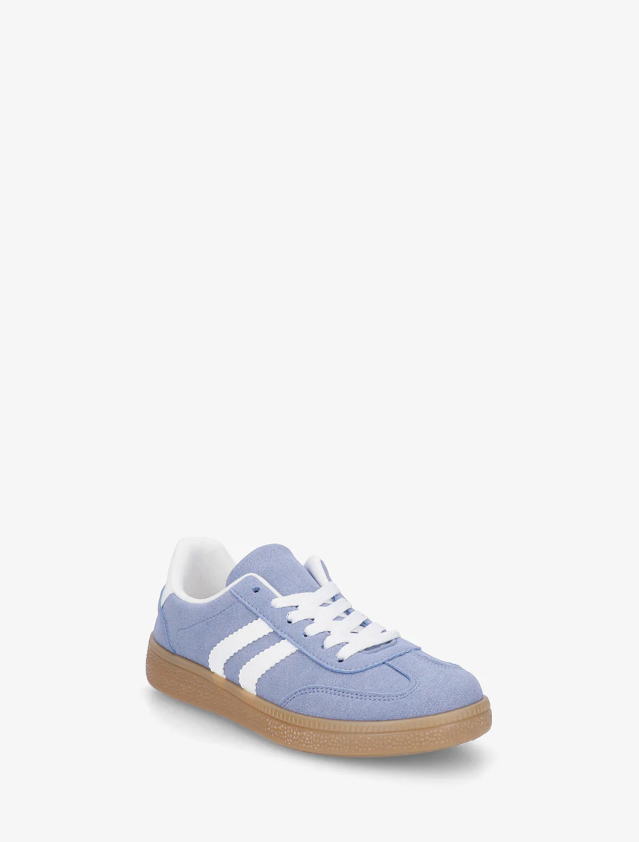 Suède sneakers met contrasterende strepen. - Blauw - Image 2