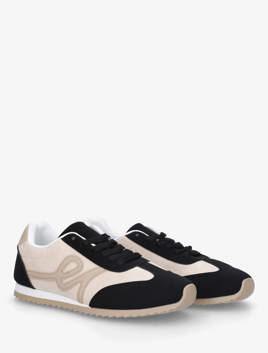 Suède sneakers met nubuck-effect inzetstuk - Zwart - Image 4