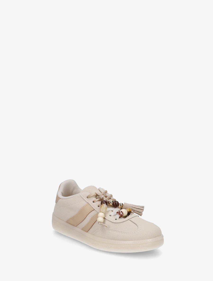 Suède sneakers met parels - Beige - Image 2