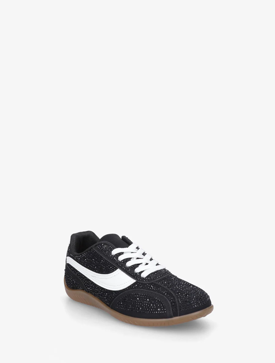 Suède sneakers met strass. - Zwart - Image 2