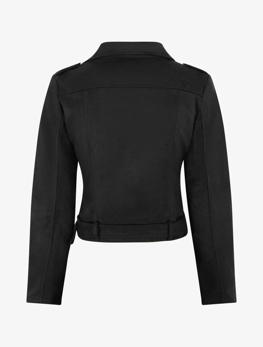 Suedine jasje in 'Perfecto' stijl - Zwart - Image 2
