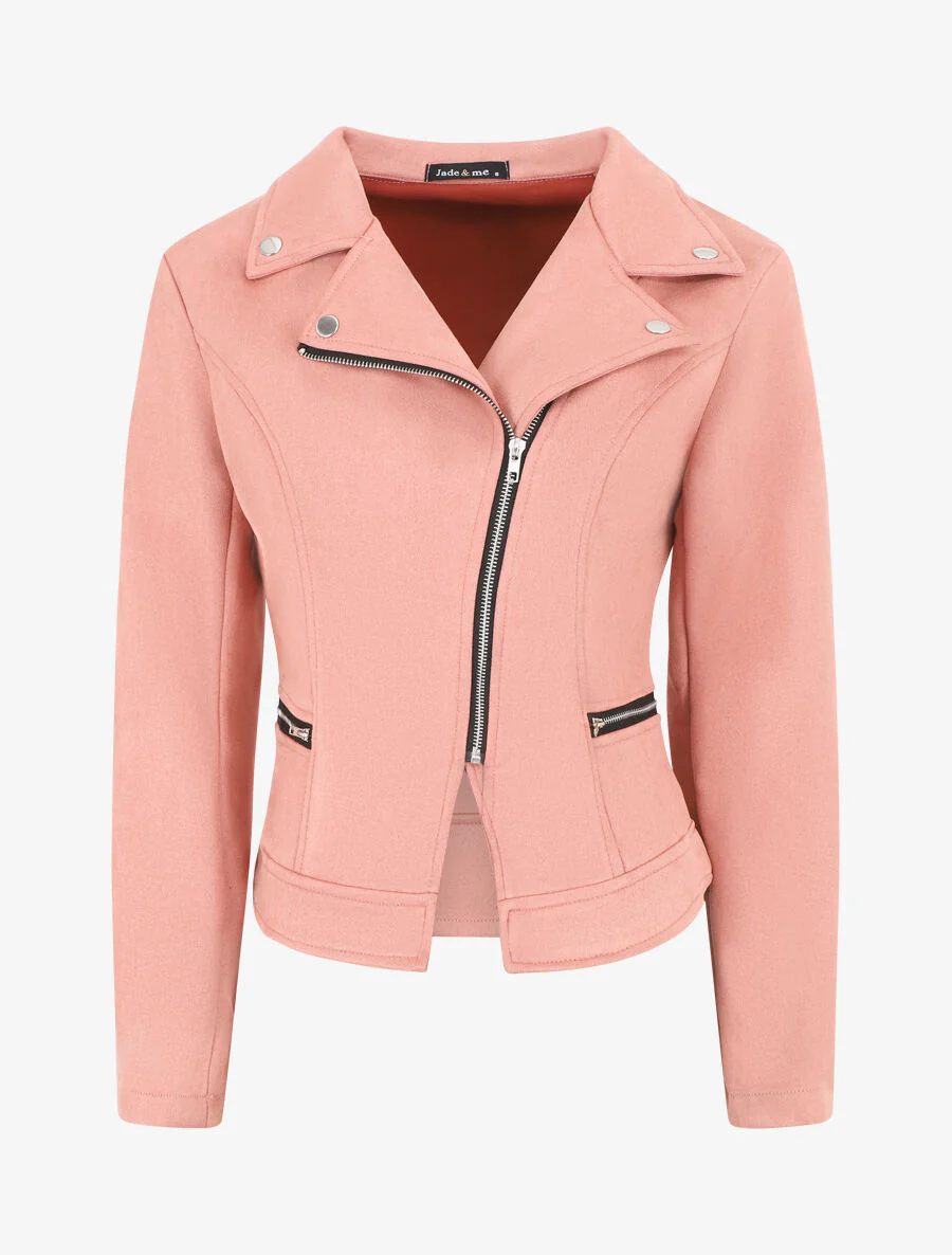 Suedine jasje in 'Perfecto' stijl - Roze