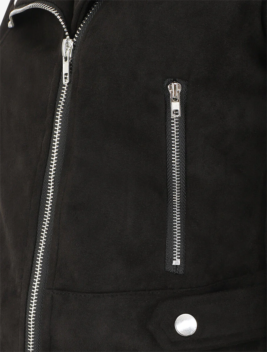 Suedine jasje 'Perfecto' stijl - Zwart - Image 3