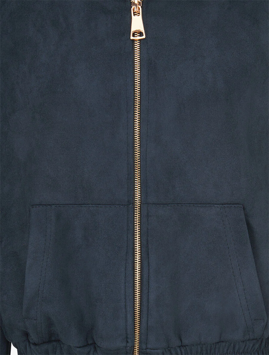 Sweatshirt van suède met ritssluiting - Donkerblauw - Image 3