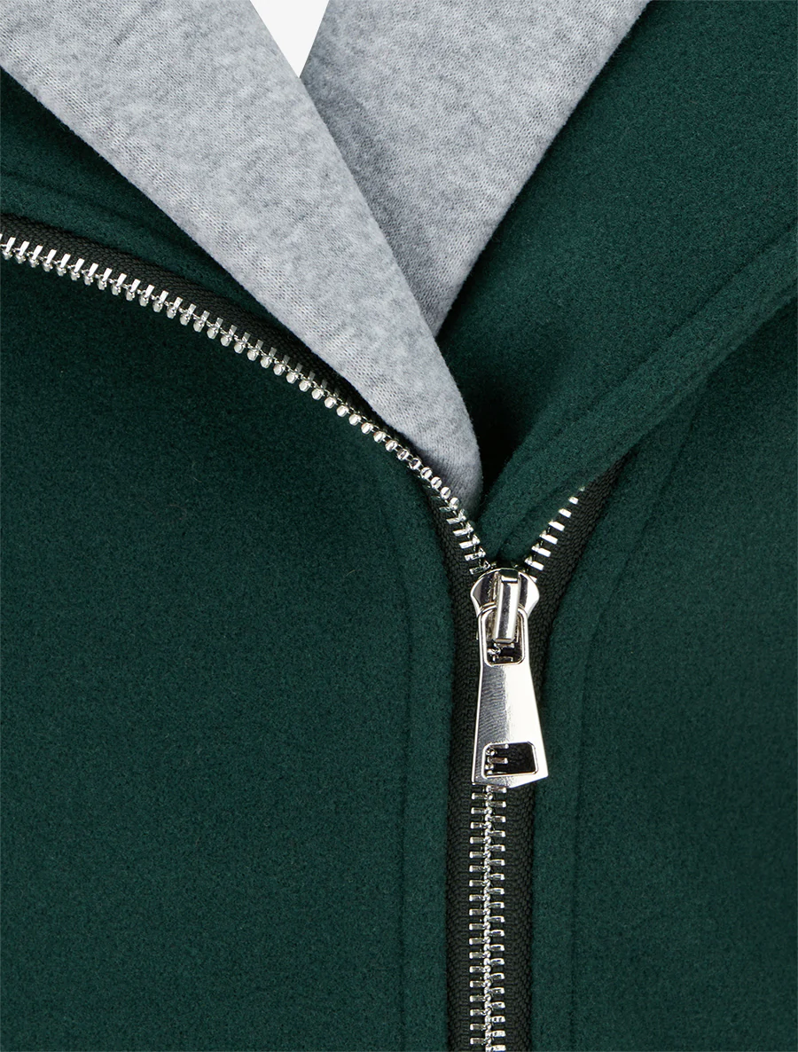 Sweatvest met capuchon en ritssluiting - Dennengroen - Image 3