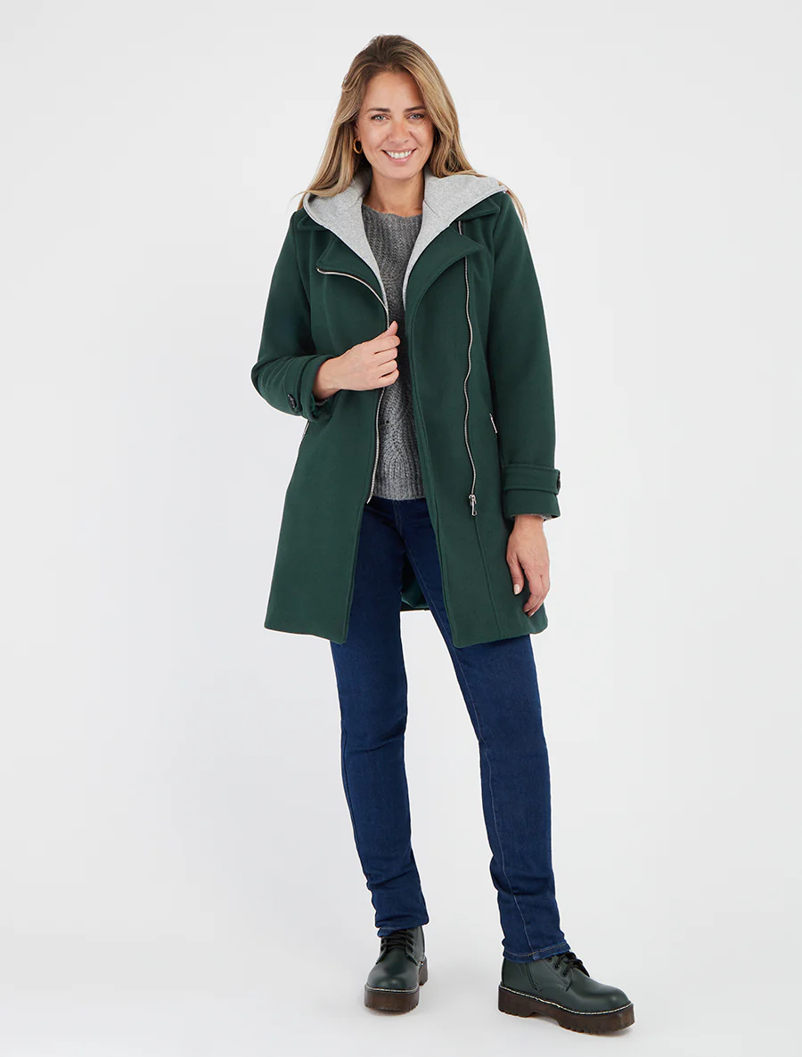 Sweatvest met capuchon en ritssluiting - Dennengroen - Image 4