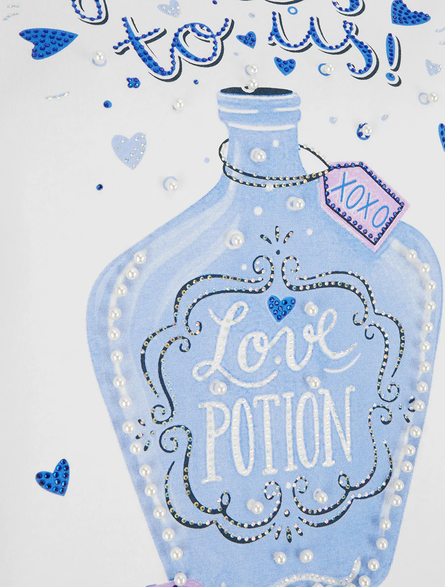 T-shirt Love potion met strass - Wit - Image 3