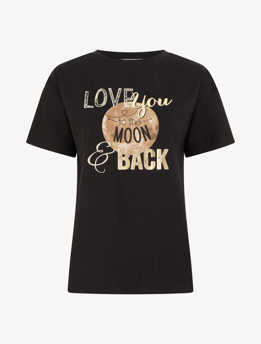 T-shirt Love you to the moon - Zwart