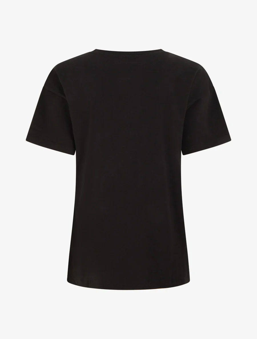 T-shirt met fruitenprint en strass. - Zwart - Image 2