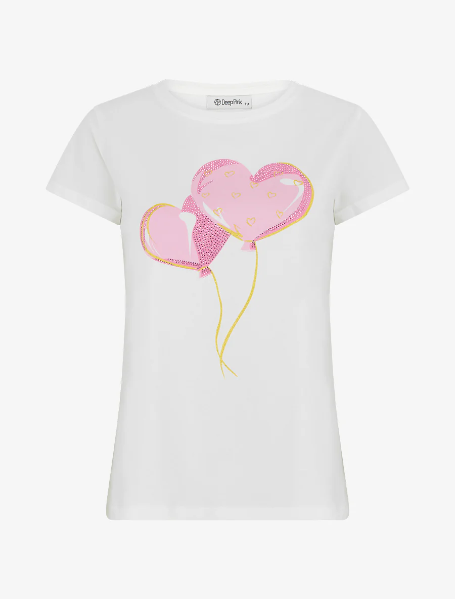 T-shirt met hartjesmotief - Wit