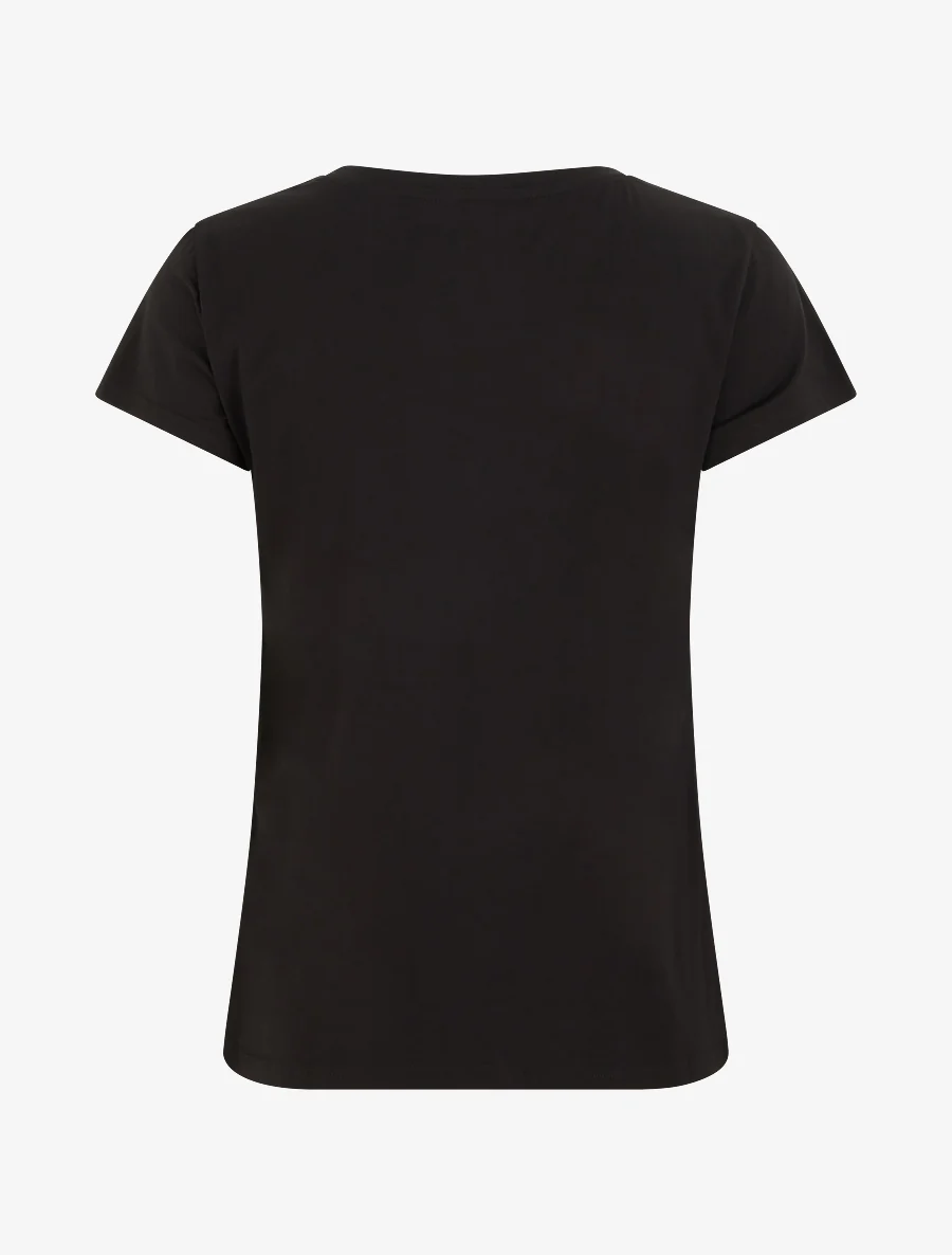 T-shirt met kattenmotief en strassparaplu. - Zwart - Image 2