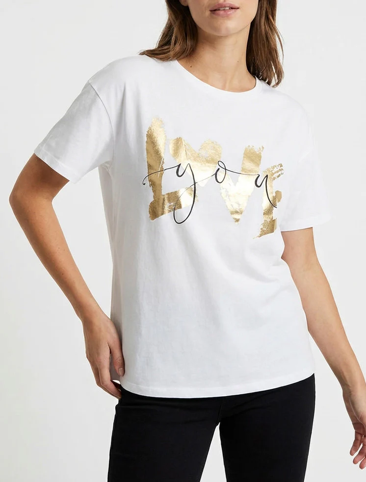 T-shirt met korte mouwen en boodschap - Wit - Image 4