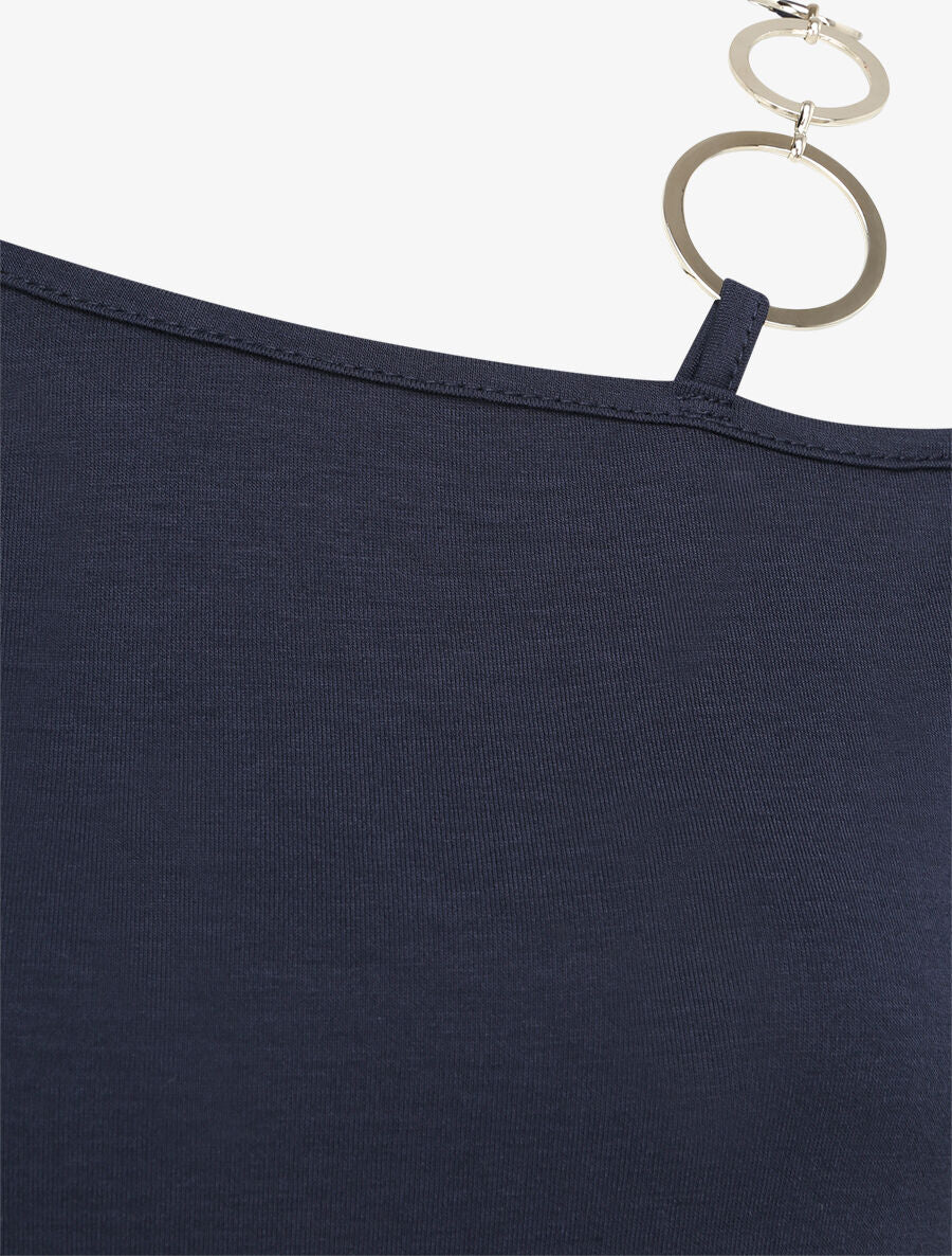 T-shirt met ronde hals met ringen - Marine - Image 3