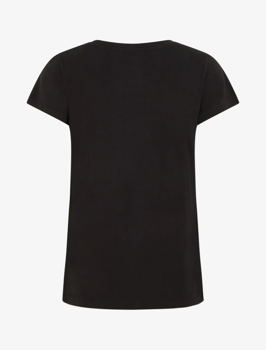 T-shirt met strass en stiletto motief - Zwart - Image 2