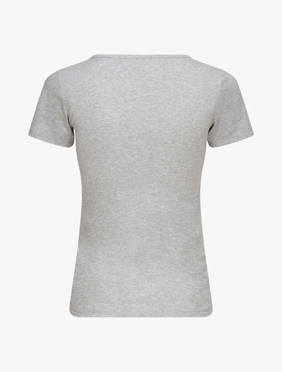T-shirt met V-hals - Grijs - Image 2