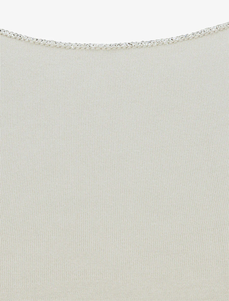 Stretch T-shirt met iriserende randen - Beige - Image 3