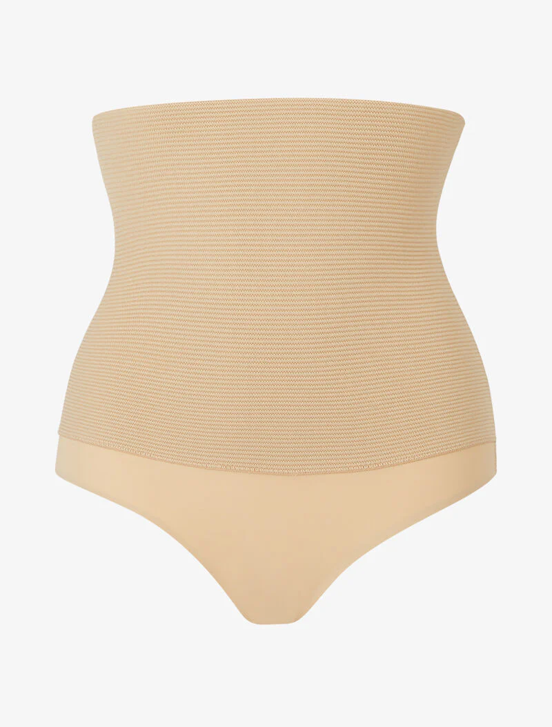 Corrigerende slip met keizerrijk taille en textuur - beige - Image 2
