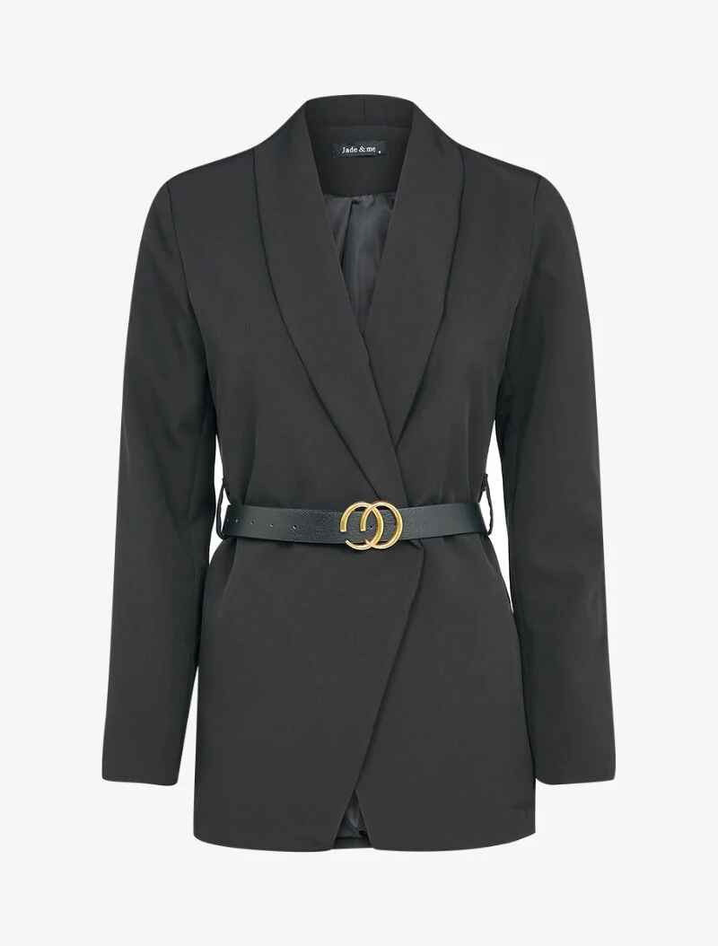 Blazer met reverskraag en schuine panden - Zwart